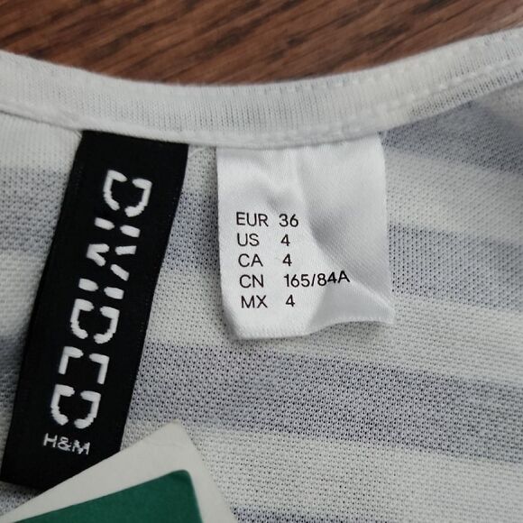 H&M DIVIDED Striped Skater Dress Women’s Size 4 Silhouette Fairy Flattering NEW - Picture 5 of 6